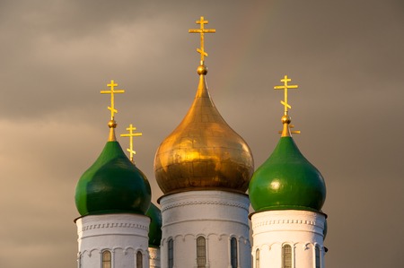 The ensemble of the buildings of the Cathedral square in Kolomna Kremlin. Kolomnaの写真素材