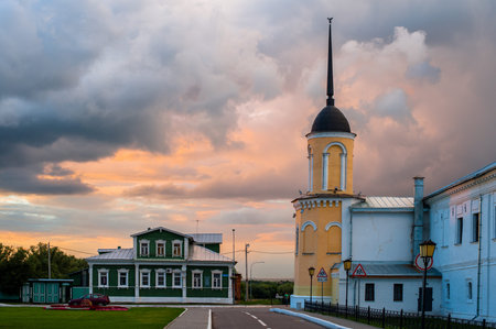 The ensemble of the buildings of the Cathedral square in Kolomna Kremlin. Kolomnaの写真素材