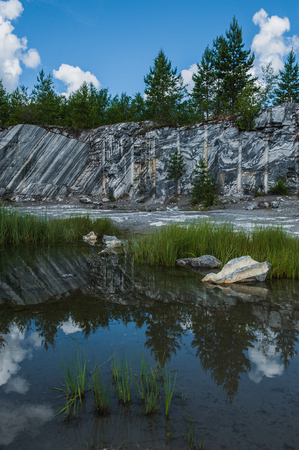 Famous beautiful marble quarry Ruskeala, Karelia, Russiaの写真素材