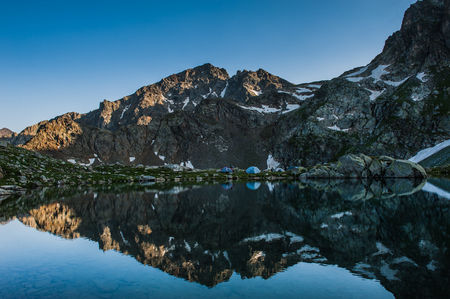 Alpine lake among the rocks, Arhyz, Russian Federationの写真素材