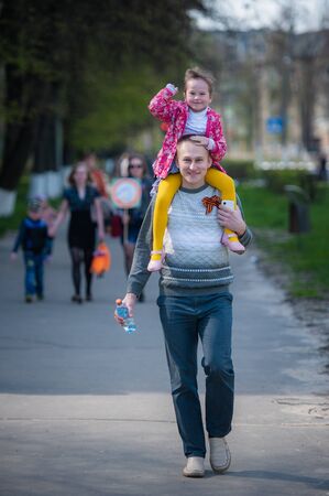 OBNINSK, RUSSIA - MAY 9, 2015: Participants in the Victory Day Victory Day parade.のeditorial素材