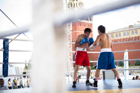 MOSCOW, RUSSIA - MAY 30, 2013: Girl playing badminton on Red Square.のeditorial素材