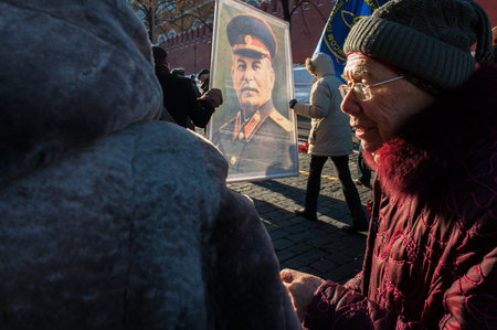 MOSCOW, RUSSIA - MARCH 15, 2013: Meeting for 60 years since the death of Stalin on Red Square.