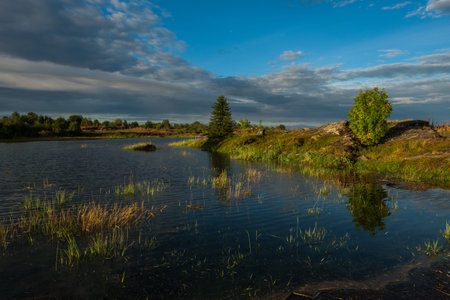 Beautiful landscape in Rabocheostrovsk, Karelia at summer.