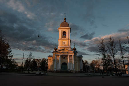 Sunset in Mushkin on the Volga River.の写真素材