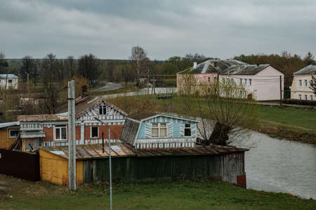 View of the Koloksha River in Yuryev Polsky.の写真素材