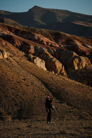 The unique landscape of the Martian Mountains in summer in Altai.の写真素材