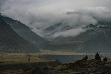 A beautiful view of the mountains from the Chuisky Trakt in the Altai Republic.の写真素材
