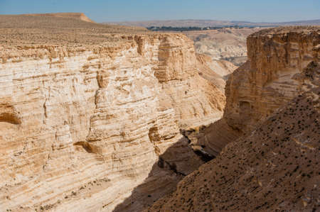 A Gorge in the Desert of Israel in a Time of Droughtの写真素材