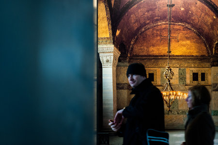 ISTANBUL, TURKEY - MARCH 17 2013: Interiors of the Hagia Sophia Cathedral in Istanbulのeditorial素材