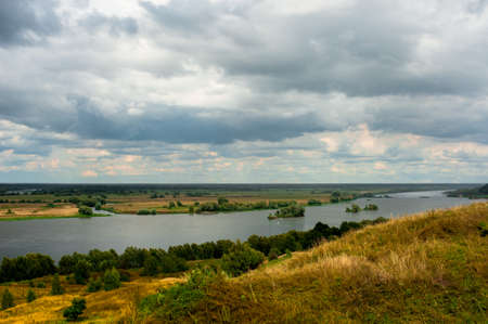 View of the Oka River opposite Konstantinovo, birthplace of the poet Sergei Yeseninの写真素材