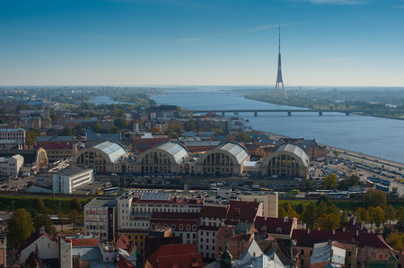 A top view of the TV tower in Rigaの写真素材