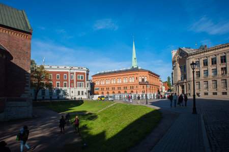 RIGA, LATVIA - OCTOBER 4 2021: Historic city centre