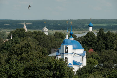 View from above on the temple in Pereslavl-Zalesskyの写真素材