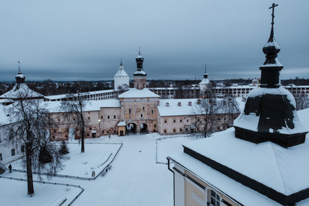 View of the Kirillo-Belozersky Monastery from the bell tower. Vologda regionの写真素材