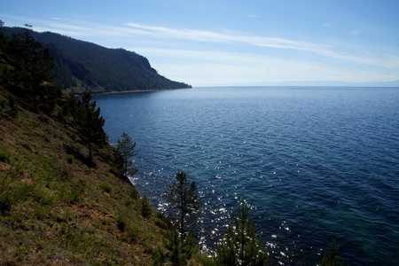 Lake Baikal is the deepest lake in the world. It is not only the deepest, but also the most beautiful, especially in sunny weather. These photos are made near the village of Bolshie Koty on the Great Baikal trail. There are many beautiful species here!の写真素材