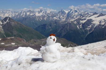 Beautiful snow-capped mountain peaks of the Caucasus Mountains next to the highest peak in Europe - Elbrusの写真素材