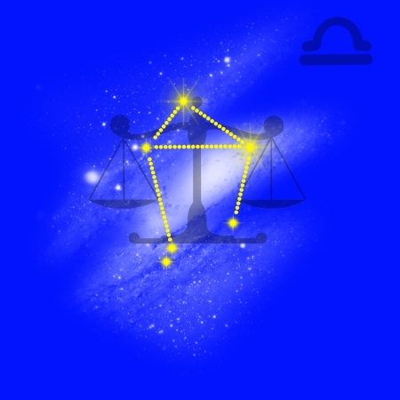 Zodiac sign 	Libra  Cancer on a blue background の写真素材