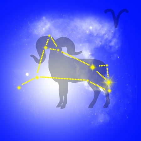 Zodiac sign Aries  Cancer on a blue background の写真素材