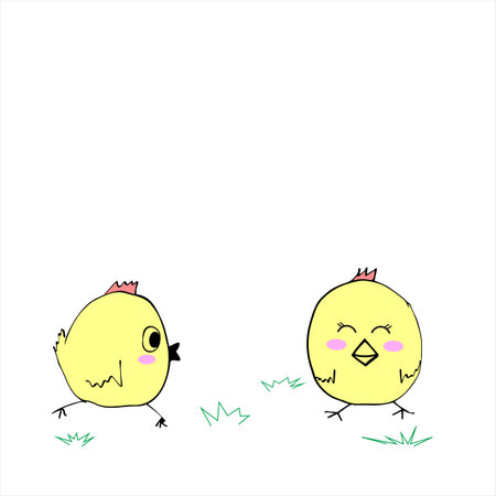 Simple Easter cards with cute chicks for icons.のイラスト素材