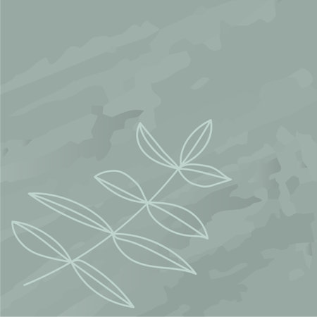 Abstract background of plants and flowers. Minimalist abstract postcard with fern outline. Vector flowers doodle.のイラスト素材