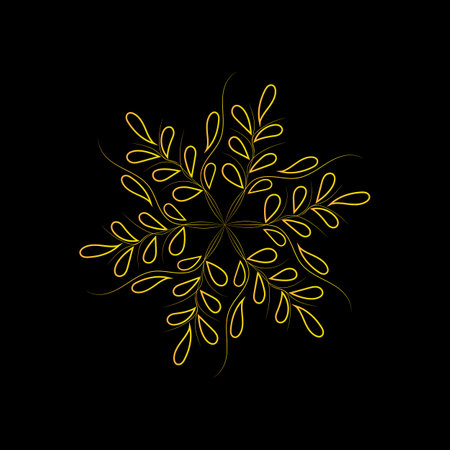 Abstract background with leaves on black. Minimalist vector abstract card with plant outlines.のイラスト素材