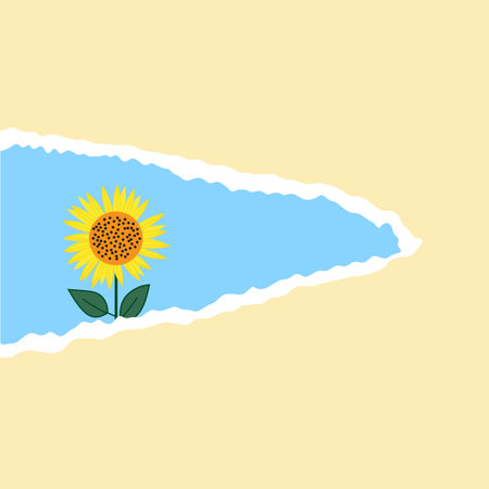 bright sunflower. vector background. handmade flower. Abstract modern concept postcard or banner.のイラスト素材