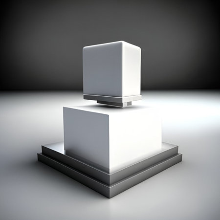 Pedestals or podiums, abstract geometric empty for product presentation. Gallery platform, free stands for items. 3dの素材
