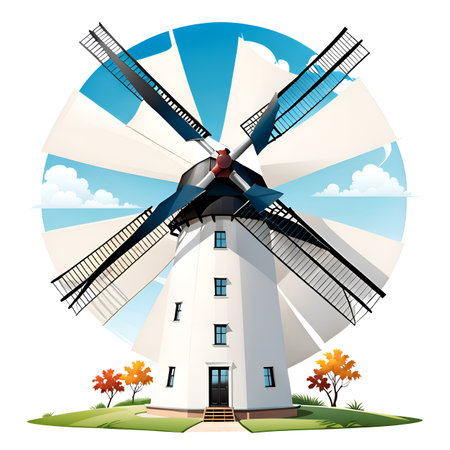 3d of windmills, illustration on isolated white background/の素材