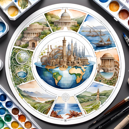 Circular economy Environmental protection concept. Watercolor illustration.の素材