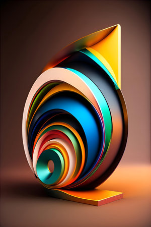 Graphic abstract color background with volumetric colorful objects on a dark background. Vertical frame for the splash screen. Generative AIの素材