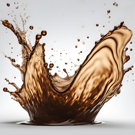 Caramel splashes abstract shape. Illustration on a light background. Generative AIの素材