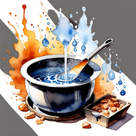 A saucepan of boiling water. Kitchen safetyの素材
