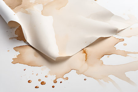 Aged paper sheet. Empty old background with dust and dirty spots. Vintage and antique art concept. Poster mockup.の素材