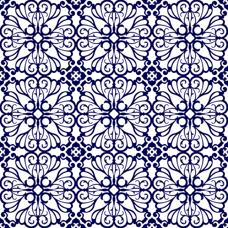 Medieval floral seamless pattern in damask style for design.のイラスト素材