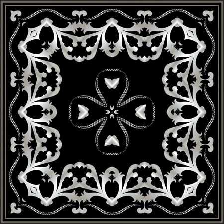 Dark neckerchief with silver pattern. Stylish design.のイラスト素材
