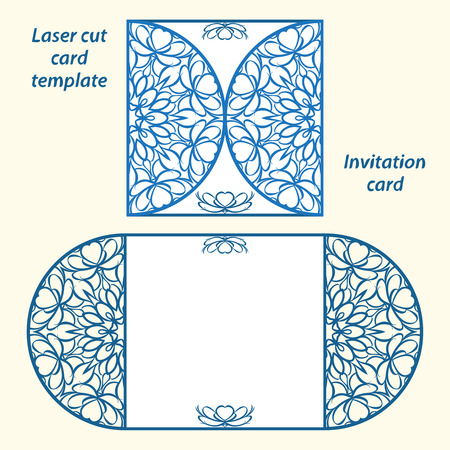 Wedding invitation or greeting card with mandala lace ornament.のイラスト素材