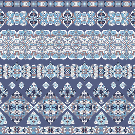 Seamless ethnic patterns for border. Repeated oriental motif for fabric or paper design.のイラスト素材