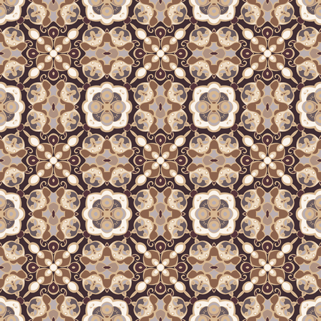Abstract symmetric seamless pattern. Decorative background in ethnic style.のイラスト素材