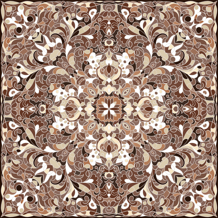 Square pattern on a brown background. Decorative ornament to the handkerchief. Vector illustration.のイラスト素材