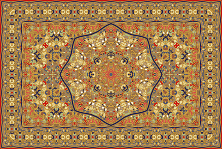 Vintage Arabic pattern. Persian colored carpet. Rich ornament for fabric design, handmade, interior decoration, textiles.のイラスト素材