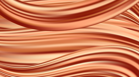 Vector realistic drapery of red fabric. Decorative background of orange silk.のイラスト素材
