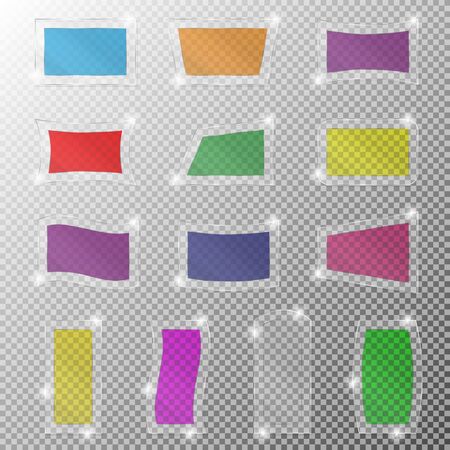 Vector set of colored glass plates for banner on a transparent background.のイラスト素材