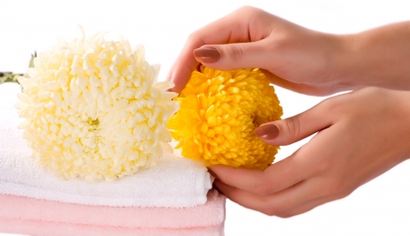 Relaxation in spa salon  Isolated on whiteの写真素材