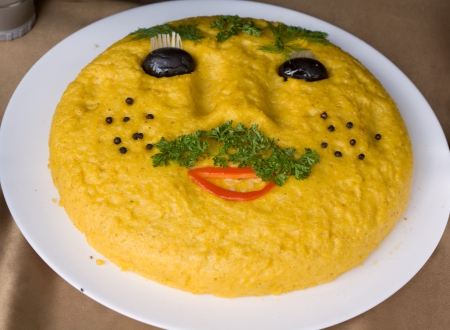 Hominy - traditional east European food made of corn flour, boiled in water. In some areas often replaces the bread.の写真素材