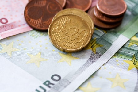 Money euro coins and banknotesの写真素材