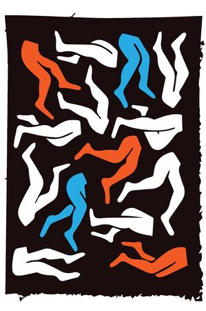 legs on black background poster red blue art wallpaper modern lifeのイラスト素材