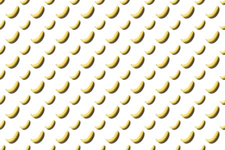 a pattern of yellow bananas on white backgroundの写真素材