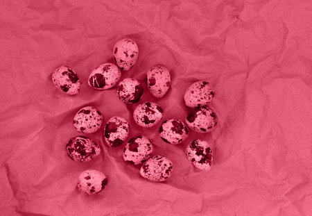 Farm quail eggs on a crumpled craft paper.The concept of proper healthy nutrition. selective focus....