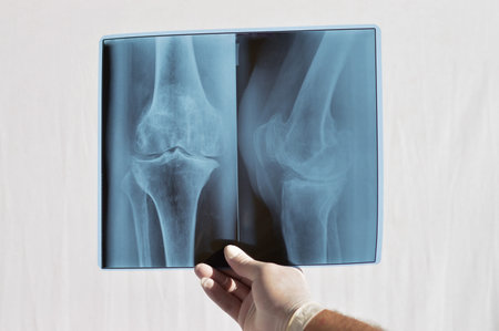 Plain X ray of the knee shows apparent joint osteoarthritis according to Kellgren and Lawrence...